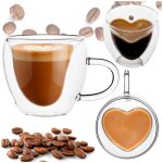Verre thermique � double fond 220 ml c?ur tasse � caf� / th� avec poign�e