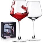 Verres � vin en cristal souffl� � la main - vetobiol - lot de 2 - 470 ml - rouge - 75 x 75 x 21 cm