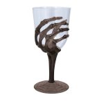 Verre  vin dcoratif main squelette 18. 5cm - decors de table halloween