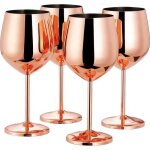 Verre  vin - haopyou - 4 verres en acier inoxydable - or rose - 520ml - isolation excellente