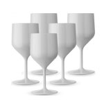 Verres  vin en plastique lot de 5 incassable sans bpa coupes soires camping matire synthtique blanc ...