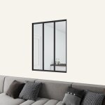 Verri�re atelier en aluminium thermolaqu� et 4mm verre tremp� - l. 93 x h. 108 cm - noir - luminosit� ...