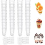 Verrine plastique - non spcifi - 90ml - 50 pices - rutilisable - avec cuillres
