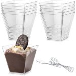 Verrines plastique - lot 50 r�utilisables avec cuill�res transparentes pour dessert - verrines �tiquette ...