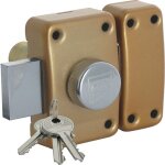 Verrou � bouton - iseo - city 25 - cylindre 45 mm adaptable - finition bronz� or - 3 cl�s plates