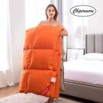 Couette en duvet doie blanche / canard 220x240cm 4kg - orange - cinq toiles - chaude - naturelle