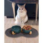 Vert gamelle chat sureleve 2x400ml gamelle chat chien ceramique bol chat avce support tapis antidrapant ...