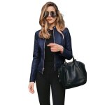 Veste femme l�g�re - bleu marine - zipp�e col montant veste d�contract� slim fit pour printemps automne ...
