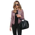Veste femme l�g�re zipp�e col montant veste d�contract� slim fit pour printemps automne - violet clair ...