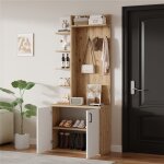 Vestiaire dentr�e 75x33x180 cm avec meuble a chaussures meuble entree avec pat�re et armoires de rangement ...