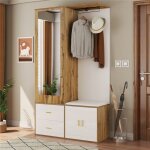 Vestiaire dentr�e bois avec miroir et penderie meuble chaussure porte manteau avec portant extensible ...