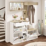 Vestiaire dentr�e ensemble de quatre : meuble � chaussures banc miroir mural et porte - manteaux armoire ...