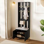 Vestiaire dentre - luxe - 8 crochets - banc  chaussures - noir - 60. 5 l x 180. 5 h x 35. 2 b cm