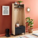 Vestiaire dentrée japendi effet chêne et gris anthracite h185cm - bois Vestiaire dentrée japendi effet chêne et gris anthracite h185cm - bois