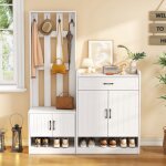 Vestiaire d?entr�e avec banc porte - manteau et armoire � chaussures ? meuble d?entr�e hall 2 pi�ces ...