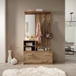 Vestiaire d?entre / meuble d?entre - ambre - 85 cm - chne wotan - armoire  chaussures - portemanteau ...