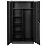 Vestiaire metallique 5 niveaux 90 cm avec penderie integree noir Vestiaire metallique 5 niveaux 90 cm avec penderie integree noir
