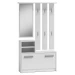 Meuble dentrée - vestiaire - blanc - 180 cm - 85 cm - 24 cm - avec miroir et armoire à chaussures Meuble dentrée - vestiaire - blanc - 180 cm - 85 cm - 24 cm - avec miroir et armoire à chaussures