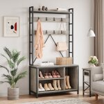 Vestiaire - porte - manteau avec banc - �tag�re � chaussures - organiseur dentr�e - 8 crochets - 177. ...