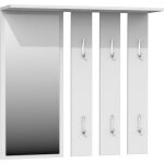 Vestiaire porte - manteau - opal - blanc mat - miroir - 6 crochets doubles - tagres pratiques
