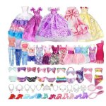 Vtements & accessoires de poupe - non spcifi - 35 pices - 5 robes chic - 5 tenues - 10 chaussures ...