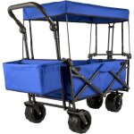 Vevor chariot de jardin pliable avec 4roulettes chariot pliable avec toit bleu remorque de transport ...
