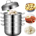 Vevor cu ur vapeur 5 niveaux acier inoxydable 30 cm chaque niveau empilable 85 cm 3 pots  vapeur marmite ...