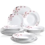 Veweet annie 18pcs assiettes service de table pocelaine assiettes plates / creuse /  dessert vaisselles ...