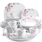 Veweet annie 30pcs service de table porcelaine 6pcs assiette plate /  dessert / creuse tasse avec soucoupes ...