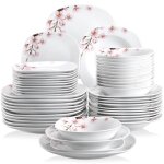 Veweet annie 48pcs service complet 12pcs assiette plate assiette creuse assiette  dessert bol porcelaine ...