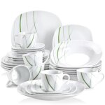 Veweet aviva 30pcs service de table porcelaine 6pcs pour assiette plate assiette  dessert assiette creuse ...