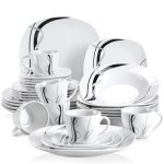 Veweet fiona 30pcs service de table 6pcs assiette plate 9. 75 assiette  dessert 7. 5 assiette creuse ...