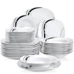 Veweet fiona 36pcs assiettes service de table pocelaine assiettes plates assiette creuse assiette  dessert ...