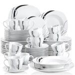 Veweet fiona 60pcs service de table porcelaine 12pcs assiette plate / assiette  dessert / assiette creuse ...