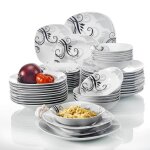 Veweet zoey 48pcs service complet 12pcs 9. 75 assiette plate 8. 5 assiette creuse 7. 5 assiette � dessert ...