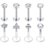 Vfun 16g acier chirurgical diamond cz boucle piercing oreille tragus clair bioflex retainer labret stud ...