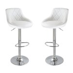Viala ogalbe lot de 2 tabourets de bar los w blancs hauts chaise si�ge similicuir pu chrome hauteur r�glable ...