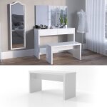 Vicco banc viola blanc haute brillance 90 cm pour table de maquillage