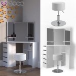 Vicco coiffeuse arielle blanc avec tabouret