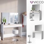Vicco coiffeuse emma blanc sonoma avec tabouret