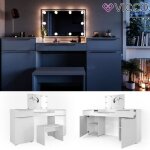 Vicco coiffeuse lilli blanc haute brillance 190 cm avec éclairage led et banc Vicco coiffeuse lilli blanc haute brillance 190 cm avec éclairage led et banc