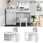 Vicco coiffeuse lilli blanc haute brillance 135 cm