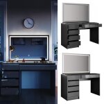Vicco coiffeuse table de coiffeuse commode de coiffeuse sherry anthracite miroir (miroir led )