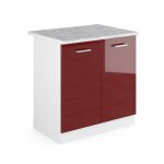 Meuble bas sous - �vier r - line 80cm pt marbre rouge bordeaux haute brillance blanc vicco