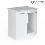 Meuble bas sous - évier r - line 80cm pt marbre blanc haute brillance blanc vicco Meuble bas sous - évier r - line 80cm pt marbre blanc haute brillance blanc vicco