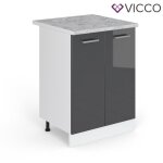 Meuble bas de cuisine r - line 60cm pt marbre anthracite haute brillance blanc vicco