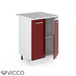 Meuble bas de cuisine r - line 60cm pt marbre rouge bordeaux haute brillance blanc vicco