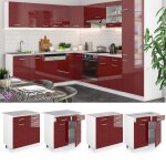 Meuble cuisine r - line 80cm pt marbre rouge bordeaux haute brillance blanc vicco