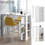 Vicco table de bar noel table de bar blanc compartiments de rangement 120 x 1056 x 60 cm
