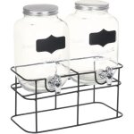 Vidaxl 2 pcs distributeurs de boissons avec support 2 x 4 l verre Vidaxl 2 pcs distributeurs de boissons avec support 2 x 4 l verre